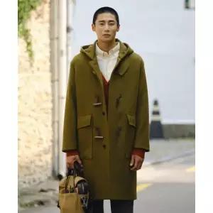 DIEMS 젠더리스 토글단추 후드 더플 코트 다크 옐로우 오버핏 LCTVD64OSY1198418