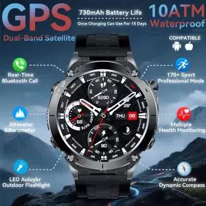 호환 2025 샤오미호환 GPS 스포츠 스마트 시계 10ATM 방수 내장 듀얼 밴드 GNSS 나침반 고도계 군용 등급 S