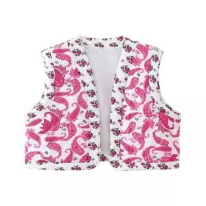 밴널스샵 여사친 풍 단추 프린트 퀼팅 베스트 조끼 나시 HO1