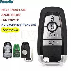 호환  포드 몬데오 퓨전 익스플로러 엣지 2017 HS7T-15K601-CB A2C93142400용 4버튼 868MHz ID49 칩 스마트
