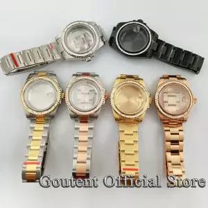 호환  Goutent 실버 골드 시계 케이스 스트랩 사파이어 글라스 NH35 NH36DG28133804 Miyota 8215 821A ETA