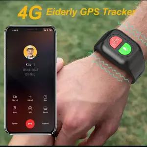 호환  4G GPS 트래커 스마트 시계 V48-Plus 손목 밴드 팔찌 비상 경보 심박수 혈압 모니터 SOS GPS 트래커