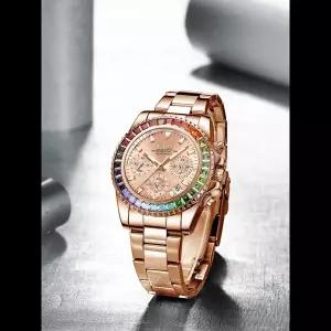 호환  BIDEN 우아한 여성용 시계 다기능 방수 달력 석영 여성용 시계 선 상자 선택 상품