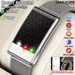호환  정확한 심전도 스마트 팔찌 화면 없음 혈액 분석 요산 체지방 혈압 측정 여성용 건강 스마트 팔찌