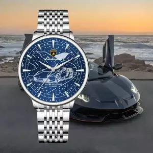 호환  람보르기니 스타리 핫 비즈니스 시계 블루 페이스 슈퍼카 나이트 라이트 방수 캘린더 공용 쿼츠 시계