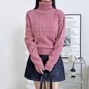 [의류] 여성 6컬러 캐주얼 클래식 꽈배기 목폴라 니트 스웨터