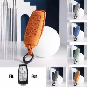 호환  제네시스 GV80 G80 G70 GV70 21-22용 A 스웨이드 가죽 자동차 리모컨 키 케이스 커버