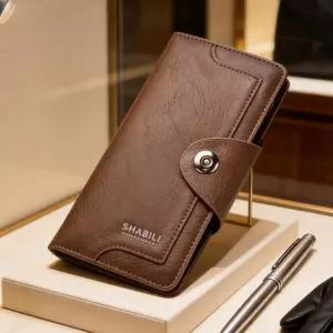 11421268 남성 지갑 추천 선물 얇은 카드 명함 마그네틱 클로저 슬림 롱 가죽 비즈니스 클러치 오픈 탑 여