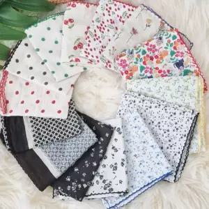 [큰손할인] 러블리패턴손수건 사각 커치프 목 가제 스퀘어 도트 스카프 꽃