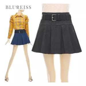 블루레이스 벨트셋핀턱데님스커트_BI3S1SK8141