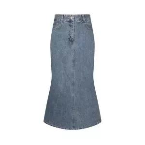 르샵 25l1l32dsk010가죽 디테일 뒷트임 머메이드 데님 스커트_C