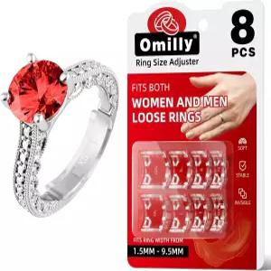 Omilly 8가지 사이즈 실리콘 반지 조절기 (헐거운 반지용) - 여성 및 남성용 보이지 않는 가드 스페이서