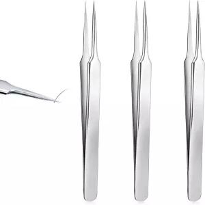 인그로우 헤어 핀셋 스테인리스 스틸 스플린터 포인트 블랙헤드 리무버 및 리무버용 정밀 눈썹 3종 (실버)