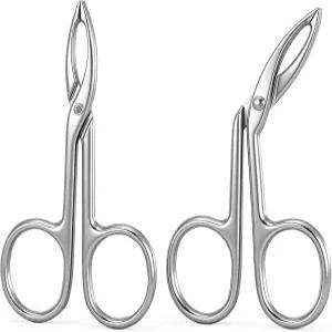 헤어 플럭커 여성과 남성의 얼굴 털을 위한 2Pcs 눈썹 핀셋 가위 정밀 스테인리스 스틸 플랫 스트레이트 팁