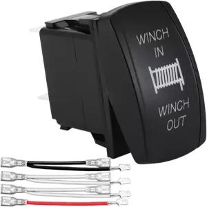 FALVFUN 7 핀 자동차 윈치 모멘티브 로커 스위치 점퍼 와이어가 있는 20A 12V 방수 인/아웃 토글 배선
