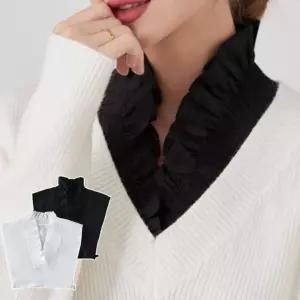 우아스타일 V넥 여성스러운 스트랩 페이크넥블라우스 xOB9+4HuV