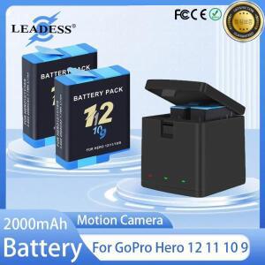 GoPro Hero 용 배터리 12 11 10 9 모션 카메라 충전식 액세서리 2000mAh 고속 박스
