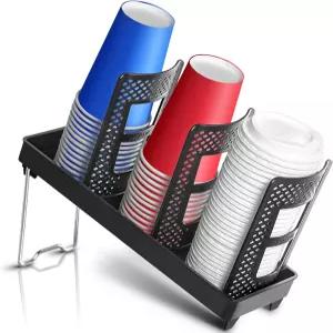 와이뮬롯 종이컵 및 뚜껑 홀더 일회용 커피컵 디스펜서 커피 스테이션 주방 바 레스토랑 라운지용 3슬롯