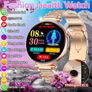 호환  혈중 지질 요산 스마트워치 비침습적 건강 측정 ECG 스포츠워치 혈압 AI 다이얼 여성 스마트워치