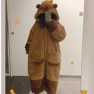 귀여운겨울잠옷 곰돌이 포근 수면 원피스 잠옷 가운 입는 담요 1P