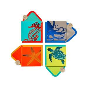 봉투가 있는 파피 블랭크 카드 씨라이프 (20개