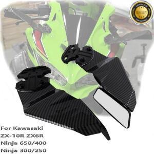 가와사키 ZX-10R ZX6R 닌자 650 400 에 적합 조정 가능한 회전 거울 오토바이 백미러 윈드 윙