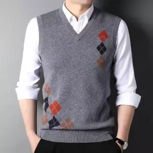 엘럽 남자 조끼 가을 솔리드 아가일 미카라 민소매 나시 캐주얼 박템3