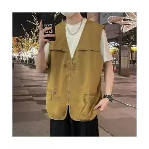 엘럽 남성용 조끼 빈티지 멀티 포켓 나시 민소매 카디건 톱 박템1