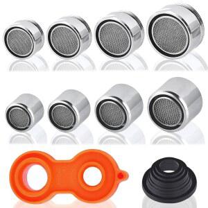 VEINARDYL 8개 수도꼭지 에어레이터 교체 부품 렌치 및 개스킷이 된 주방 싱크대 남성용 실 욕실용 황동 쉘이 필터 스타터 8가지 DS-UA