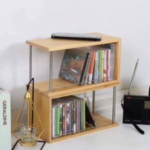 단일 대나무 플스 씨디장 선반 회전 CD/ 수납장 장식장 가로 LP수납 우드 플러스