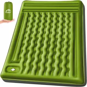 FNARMW 더블 슬리핑 패드 캠핑 셀프 인플레이팅 6인치 엑스트라 두께 2인용 베개 내장 풋 펌프 방수