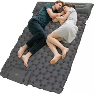 캠핑용 킹캠프 수면 패드 6.3인치 빌트인 베개 및 발 펌프가 내장된 초경량 연결식 풍선 캠핑 매트리스