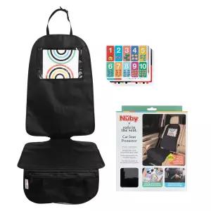 Nuby x 세이프 인 더 시트 카시트 프로텍터 - 후방 및 전방 대면 카시트와 호환 시각 학습 포켓 메시 보관