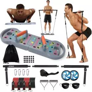 16개의 체육관 액세서리가 포함된 핫웨이브 휴대용 운동 장비 20 in 1 푸시업 보드 피트니스 Ab 롤러 휠이