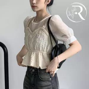 뷔스티에 이중 블라우스 숏클라우스 (33269537A)