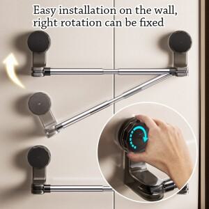내구성 흡입 컵 수건 걸이 형개폐식 바 조정 가능 다목적 욕실 보관 막대