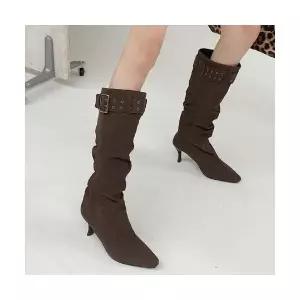 엘럽 여자 하이힐 스틸레토 미들 부츠 롱 블랙 원템5