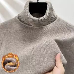 엘럽 남성 니트 가을 폴라 기모 플러스 슬림핏 터틀넥 기본 융털 보온 원템3