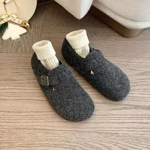 엘럽 면 여친 슬리퍼 울버켄 슈즈 속가보시 기모 털털 일자 플랩 박템5