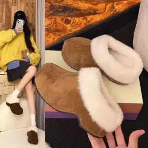 엘럽 여자 하프 가을 슬리퍼 소가죽버켄 슈즈 기모 통굽 키높이 박템3