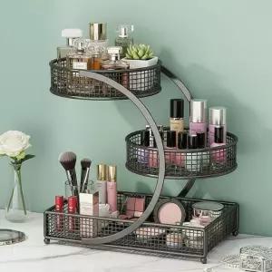 3단 화장품 정리함 화장대 욕실 침실 정리 수납 향수 립스틱 보관대 메이크업 오거나이저 H3