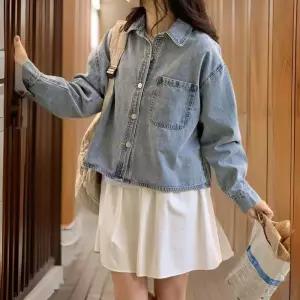 [신상오픈런]여성용 루즈핏 세미크롭 원포켓 청자켓 (32965984)