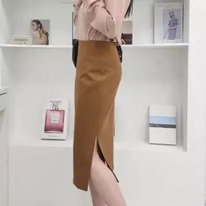 [신상오픈런]하이웨이스트 옆트임 이중 여성100 빅사이즈 일자치마 (31862541)