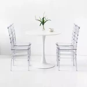 두게드 원형테이블 D80 SMTF80 + 아나타 투명의자 D015 클리어 4인 세트 당일발송