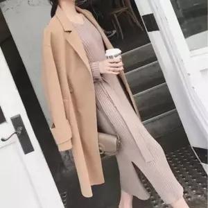 [옷은날개] 골지 니트 롱 원피스 슬림핏 탈부착 허리 스트링