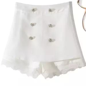 치마 여성용 쉬폰 큐빅레이스 패치 슬랙스 치마바지 원픽1