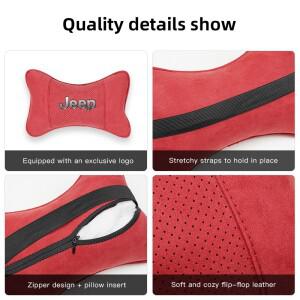 컵홀더 스웨이드 헤드레스트 자동차 통기성 메모리 폼 목 베개 지프 랭글러 그랜드 체로키 컴패스 와고니어