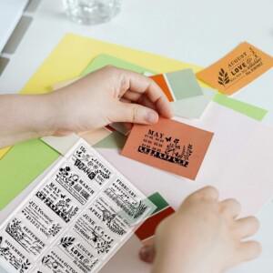 식물 나비 실리콘 스탬프 꽃 단어 투명 종이 공예 사진용 고무 월 1개