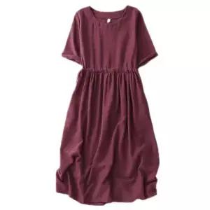 엘럽 여성 원피스 빈티지 리넨 롱스커트 정장 벨트 슬림핏 와인 원템1