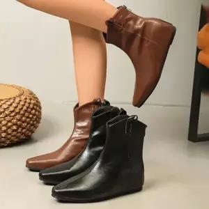 여성용 앵클 웨지 슈즈 봄가을 힐펌프스 부츠 신발 윙팁 웨지힐 슬림 뒷지퍼 MF3